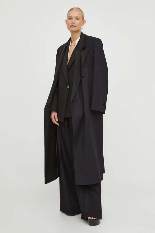 Μάλλινο παλτό BOSS μαύρο