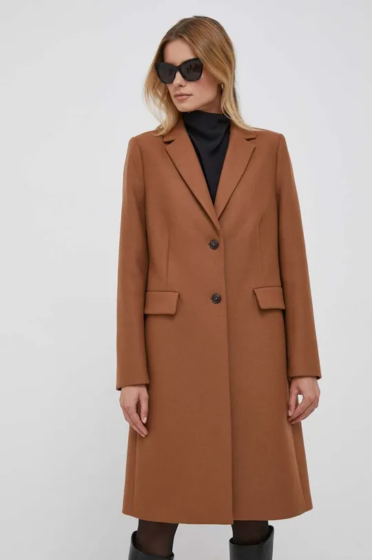 Вовняне пальто Tommy Hilfiger коричневий
