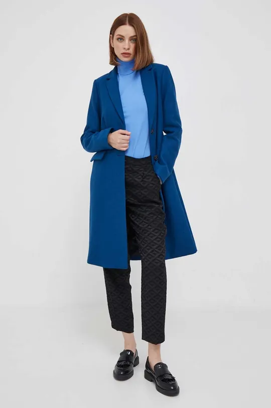 Вовняне пальто Tommy Hilfiger блакитний