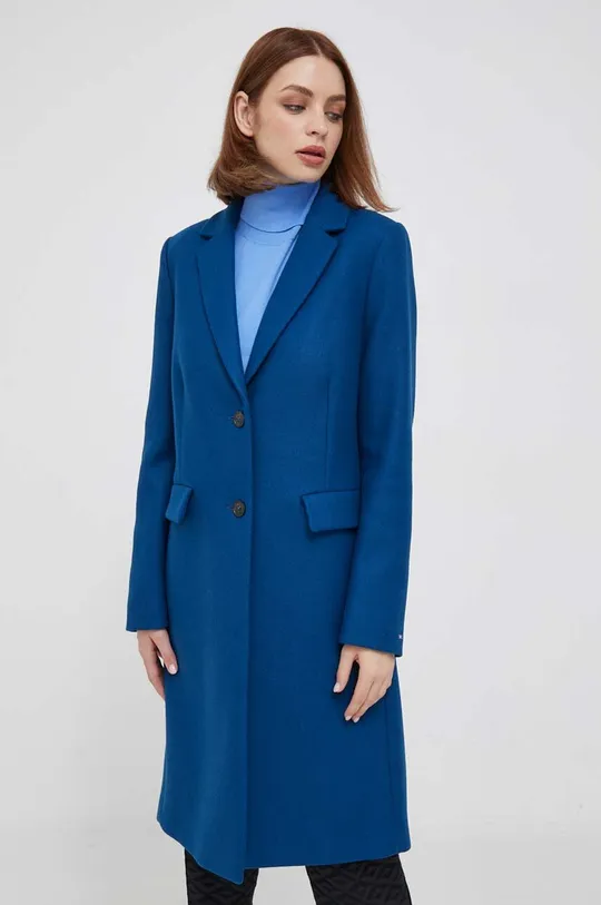modrá Vlnený kabát Tommy Hilfiger