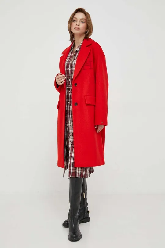 Шерстяное пальто Tommy Hilfiger красный