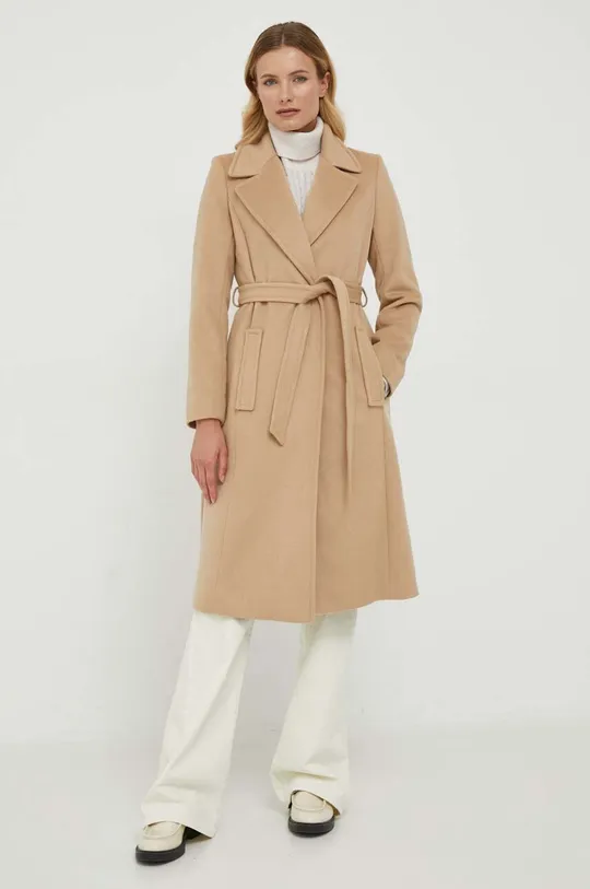 Μάλλινο παλτό Lauren Ralph Lauren μπεζ