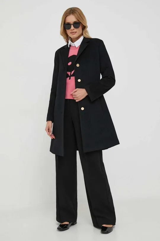 Vlnený kabát Lauren Ralph Lauren čierna