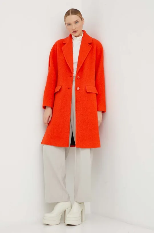 oranžová Vlnený kabát Patrizia Pepe Dámsky