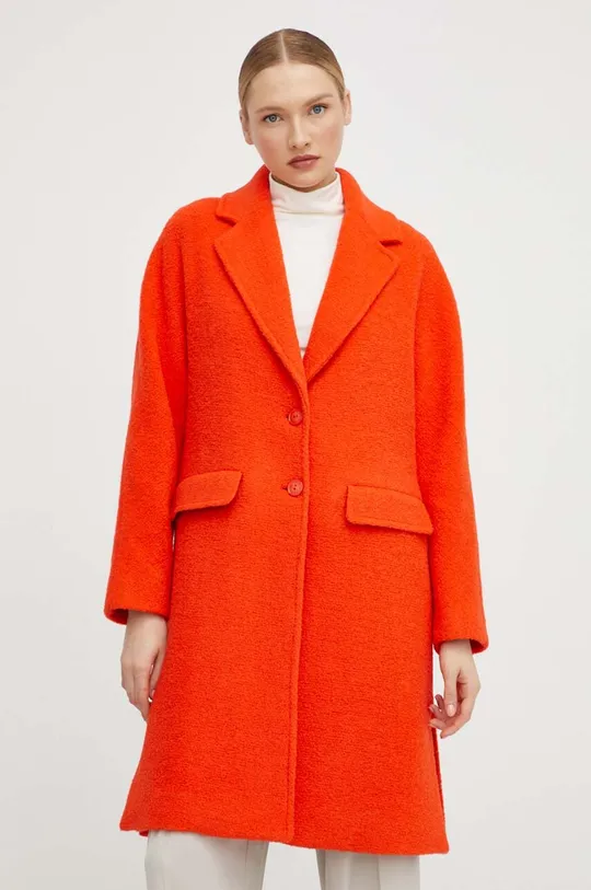 Patrizia Pepe płaszcz wełniany pomarańczowy
