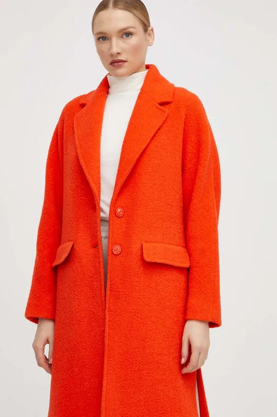 oranžová Vlnený kabát Patrizia Pepe