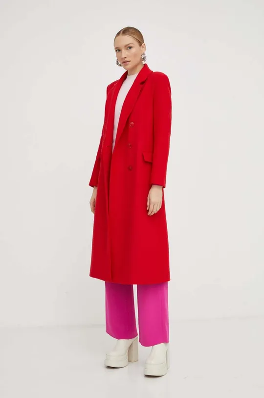 červená Vlnený kabát Patrizia Pepe