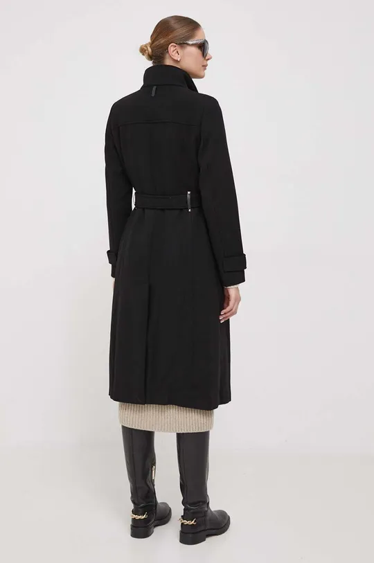 Μάλλινο παλτό DKNY μαύρο