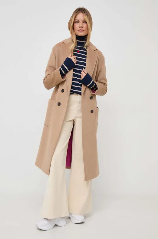 Пальто с примесью шерсти MAX&Co. коричневый