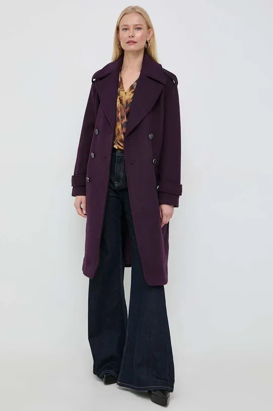 Kabát s prímesou vlny Morgan fialová