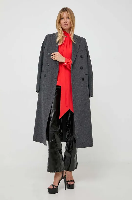 Vlnený kabát Victoria Beckham sivá