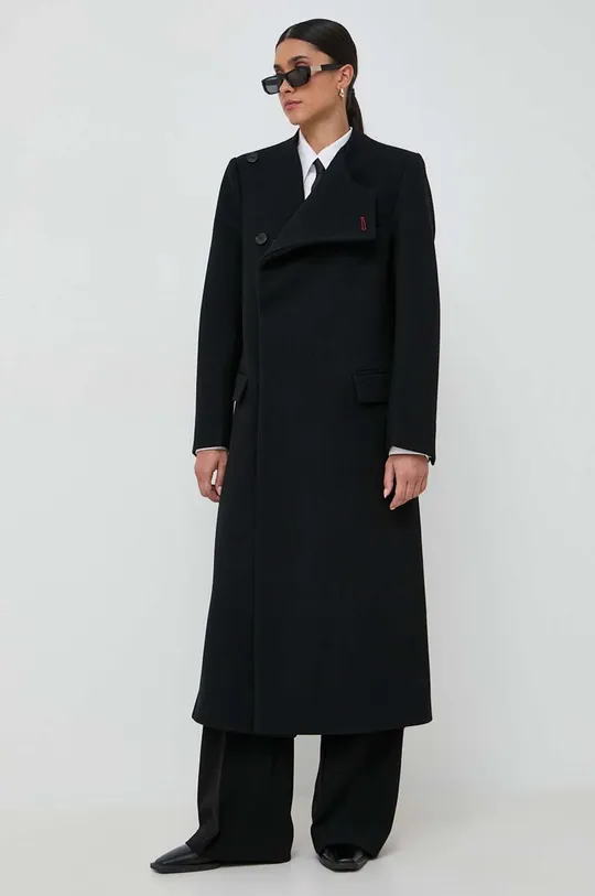 czarny Victoria Beckham płaszcz wełniany Damski