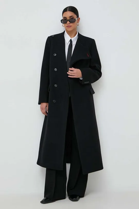 Вовняне пальто Victoria Beckham чорний