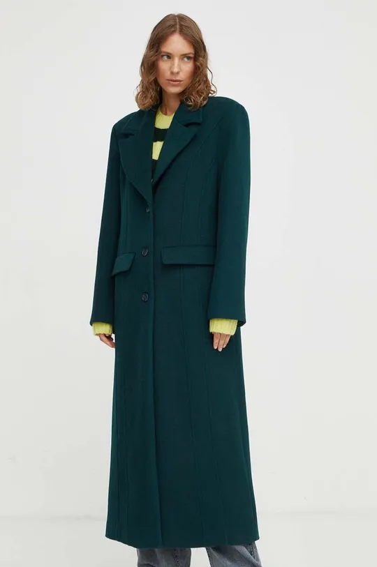 Vlnený kabát Gestuz zelená