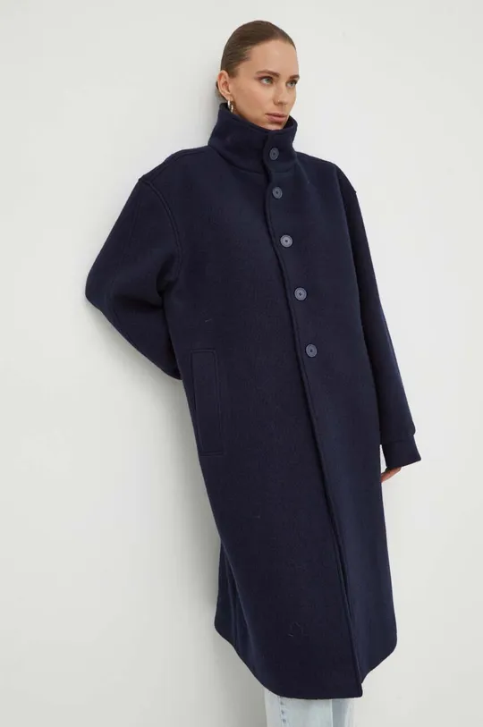 Шерстяное пальто American Vintage тёмно-синий