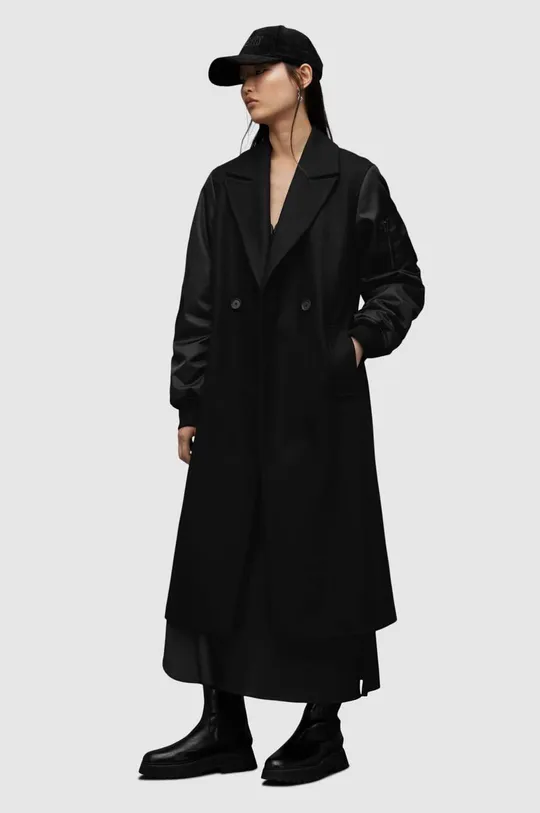 μαύρο Παλτό AllSaints WO103Z PAULAH COAT