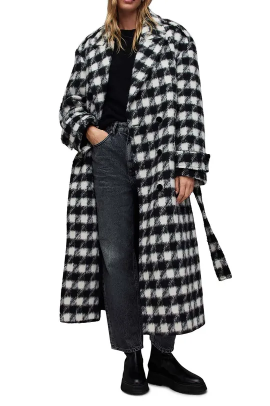 nero AllSaints cappotto con aggiunta di lana Haithe