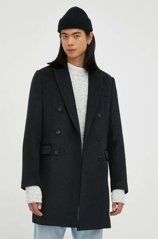 nero Bruuns Bazaar cappotto con aggiunta di lana Uomo