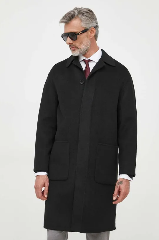 czarny Calvin Klein płaszcz wełniany