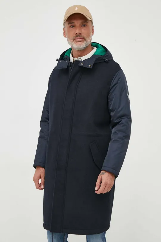 Пальто с примесью шерсти Armani Exchange тёмно-синий