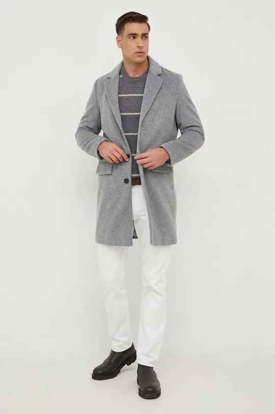 United Colors of Benetton cappotto in lana grigio