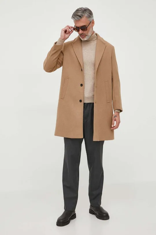 beige Sisley cappotto con aggiunta di lana Uomo