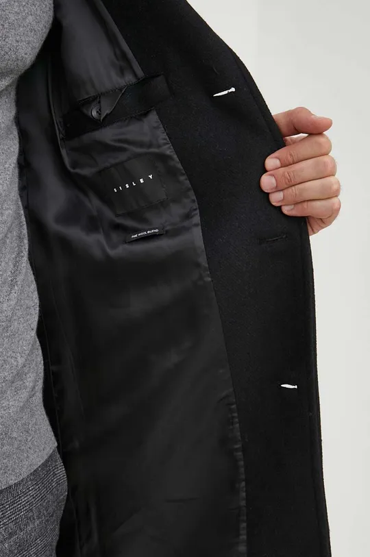 fekete Sisley kabát gyapjú keverékből