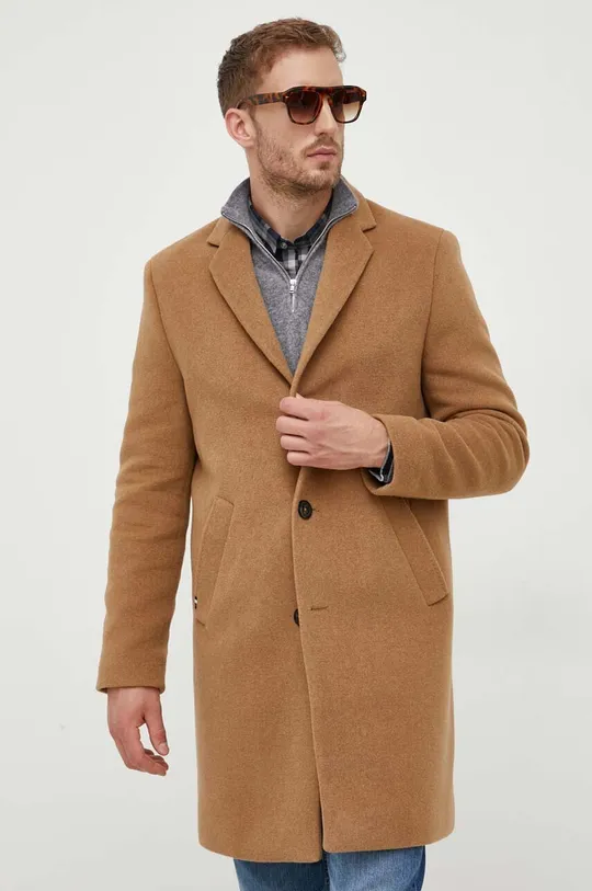 marrone Tommy Hilfiger cappotto in lana Uomo