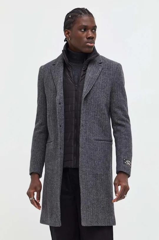 grigio Superdry cappotto in lana