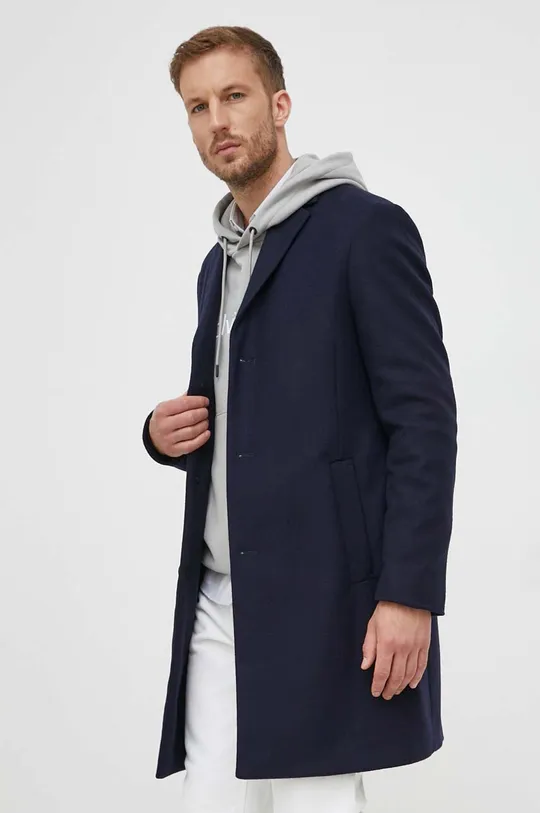 σκούρο μπλε Μάλλινο παλτό Calvin Klein