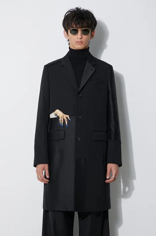 crna Kaput s primjesom vune Undercover Coat Muški
