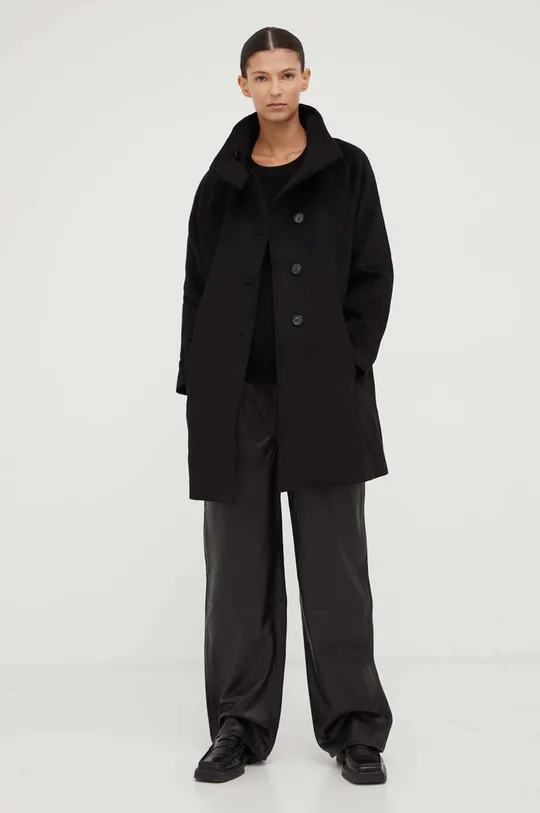 Bruuns Bazaar cappotto con aggiunta di lana nero