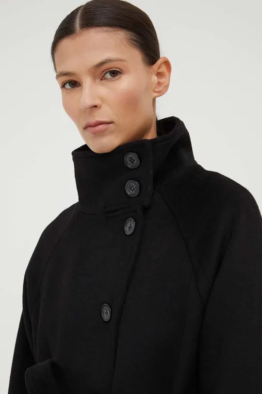 fekete Bruuns Bazaar kabát gyapjú keverékből