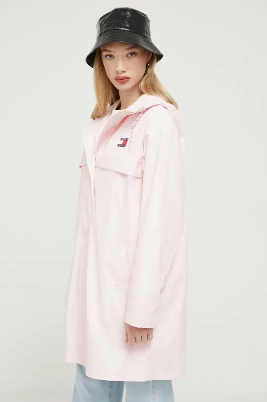 Αδιάβροχο μπουφάν Tommy Jeans ροζ