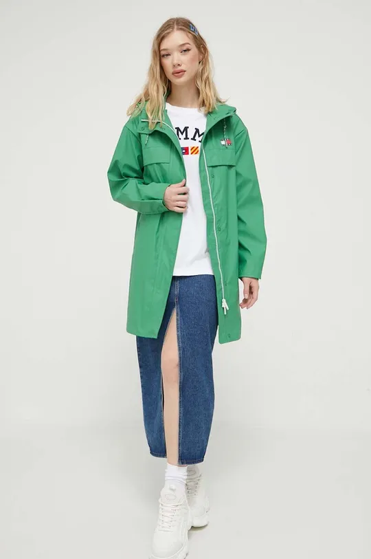 Αδιάβροχο μπουφάν Tommy Jeans πράσινο