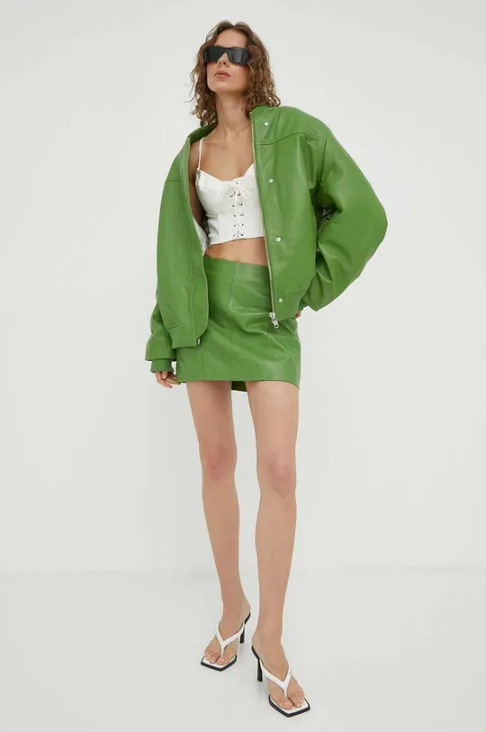 zelena Kožna bomber jakna Remain Ženski