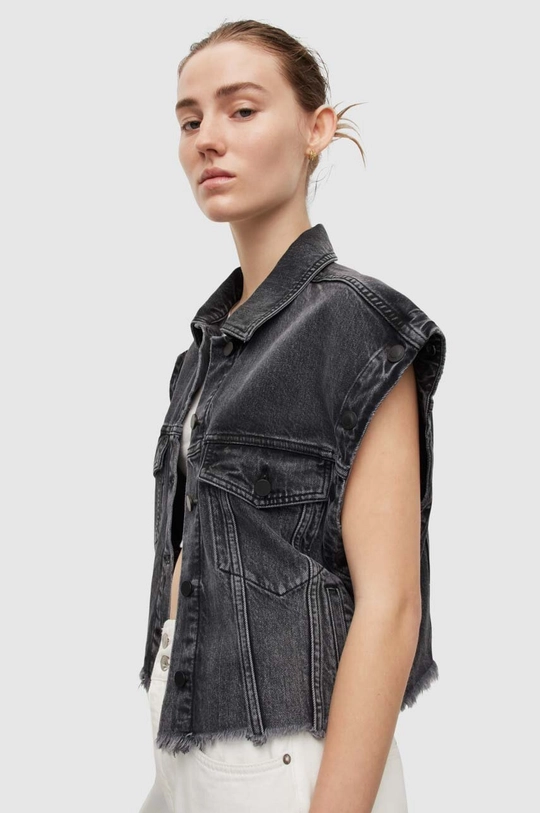 čierna Bunda a vesta AllSaints 2in1 Chlo Denim Dámsky