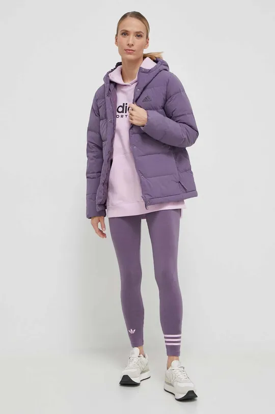 Пуховая куртка adidas фиолетовой