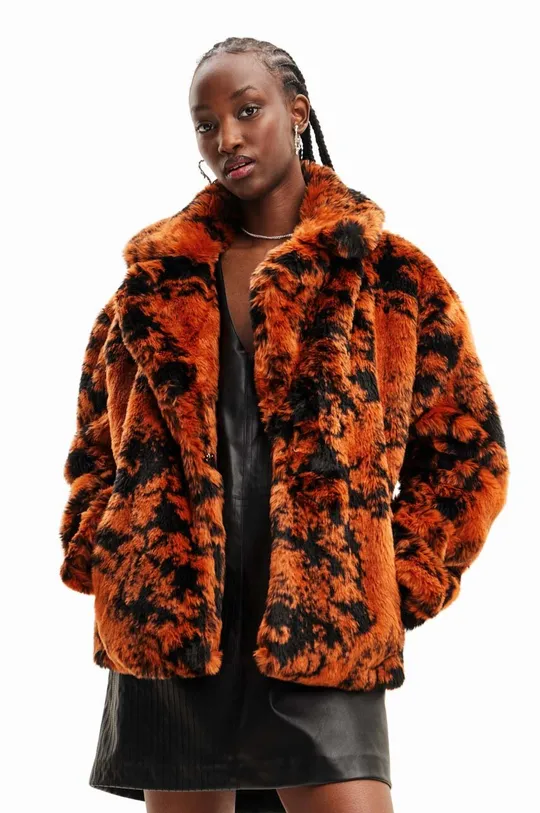 narancssárga Desigual rövid kabát 23WWEW69 WOMAN WOVEN FAKE FUR Női