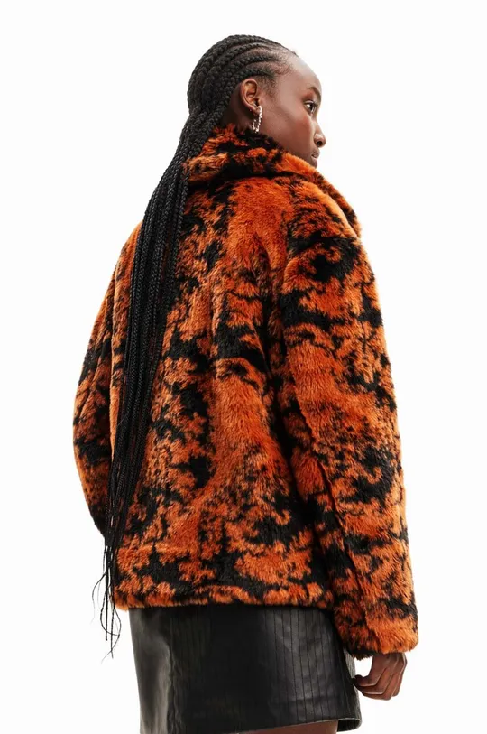 Desigual giacca 23WWEW69 WOMAN WOVEN FAKE FUR arancione