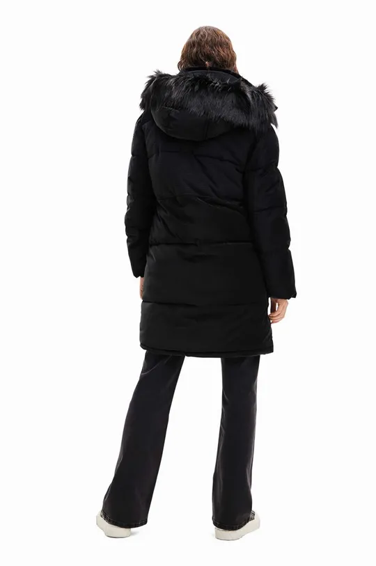 Пальто Desigual 23WWEW98 WOMAN WOVEN PADDED LONG OVERCOA чорний