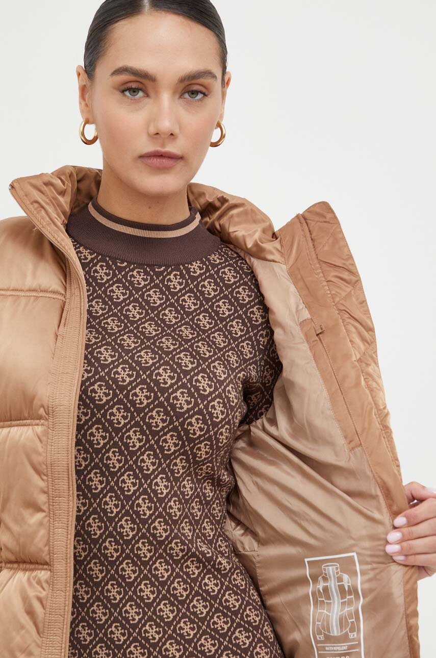 Guess kurtka damska kolor beżowy zimowa | Answear.com