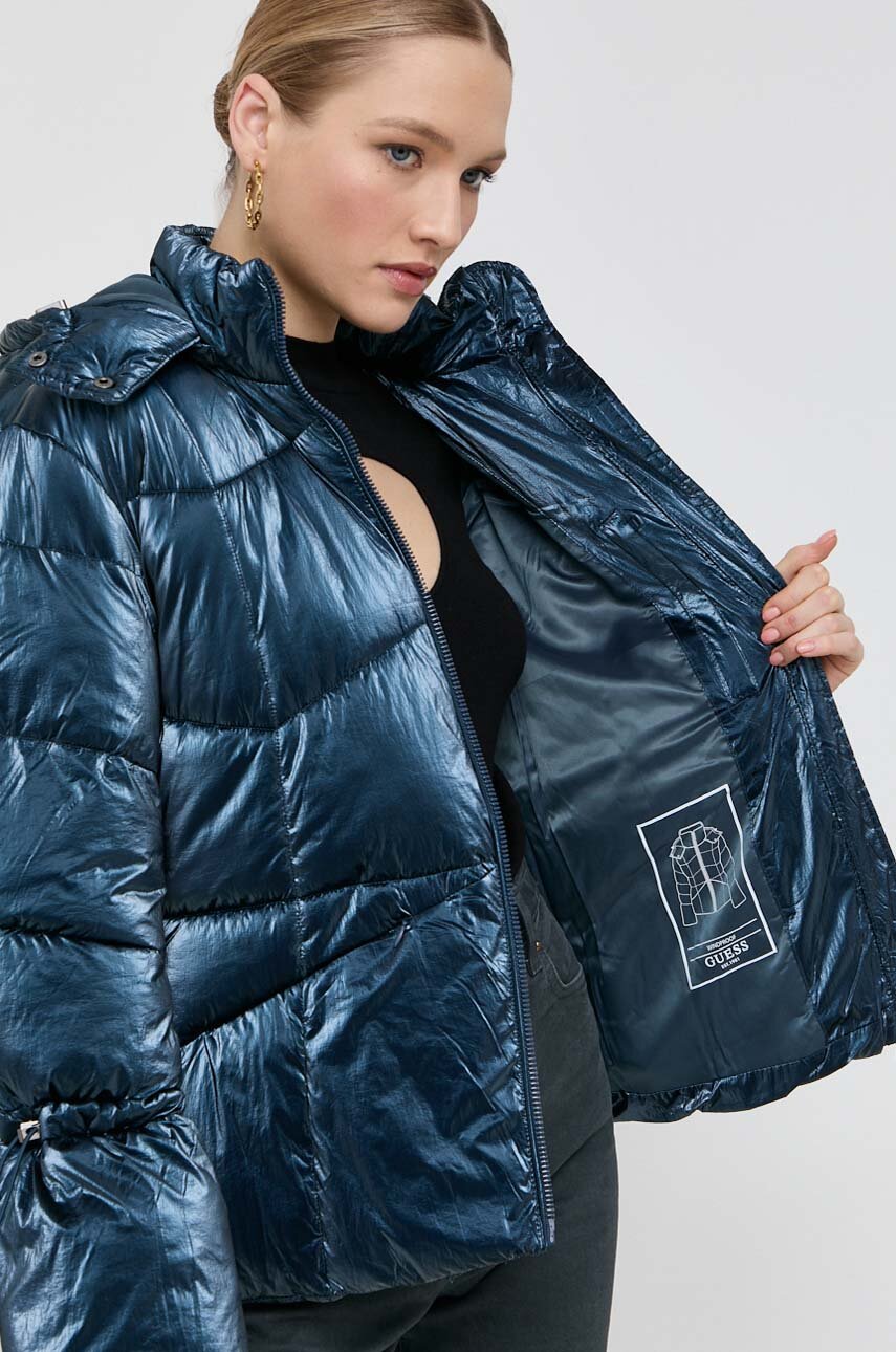 Bunda Guess dámska, tmavomodrá farba, zimná | ANSWEAR.sk