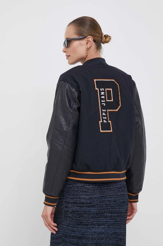 Ruházat Pepe Jeans bomber dzseki gyapjú keverékből NELLA PL402277.594 sötétkék