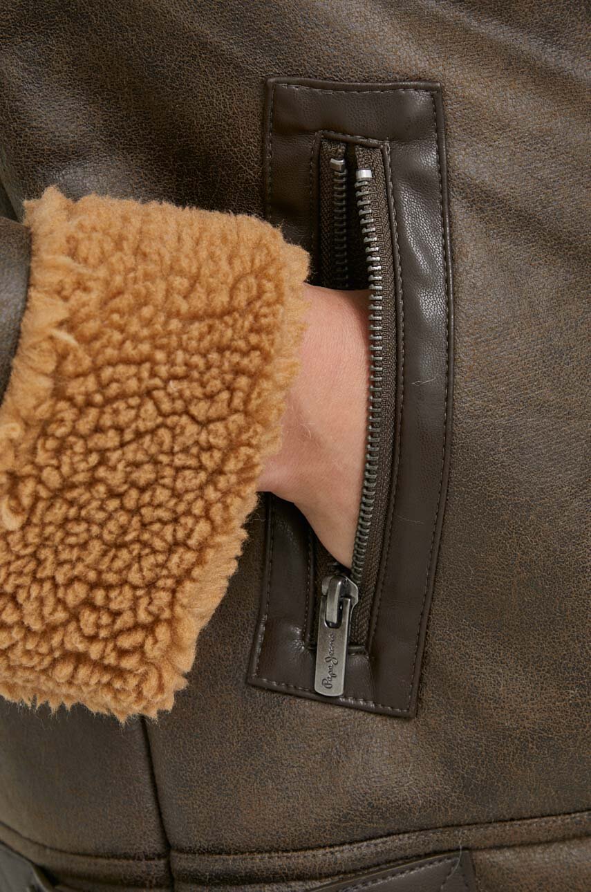 Pepe Jeans kurtka damska kolor brązowy przejściowa | Answear.com