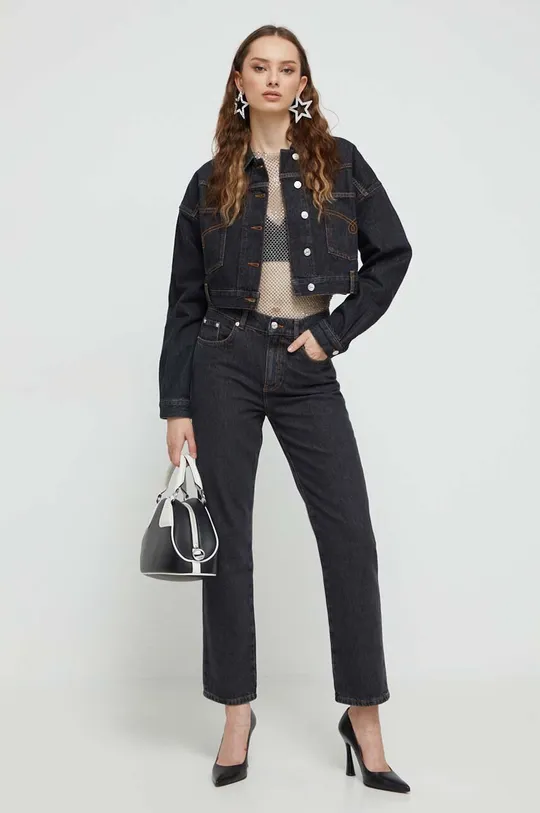 Rifľová bunda Moschino Jeans čierna
