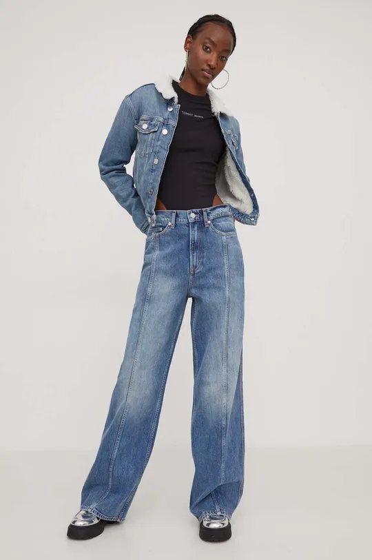 Rifľová bunda Tommy Jeans modrá