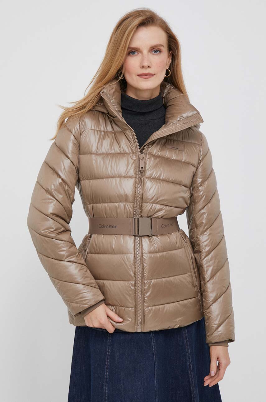 Куртка Calvin Klein жіноча колір бежевий зимова | ANSWEAR.ua