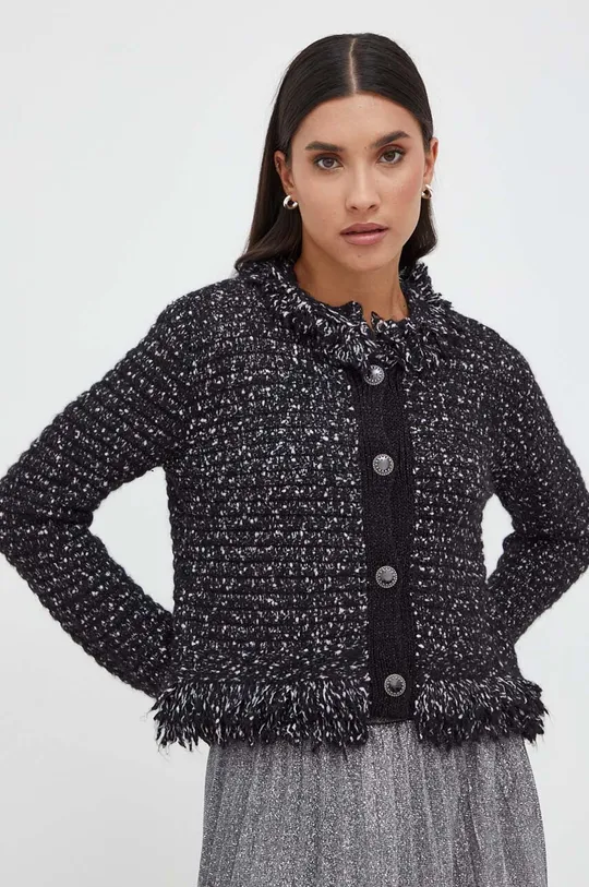 Twinset gyapjúkeverék pulóver fekete