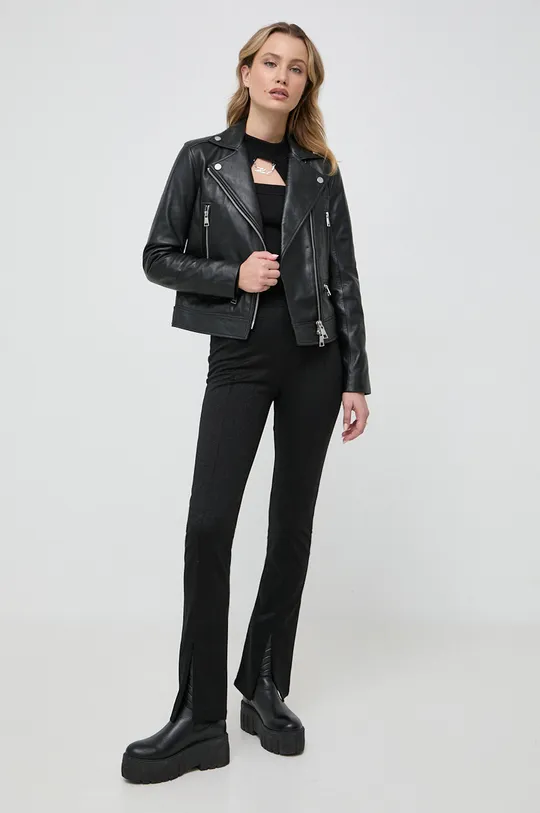 Usnjena biker jakna Karl Lagerfeld črna